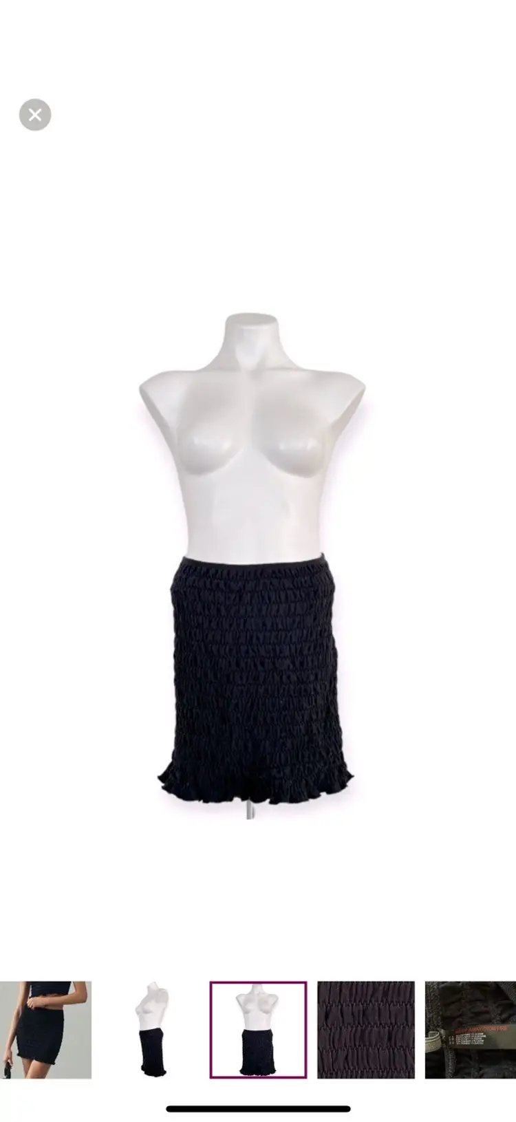 ANTHROPOLOGIE Seamless Smocked Black Mini Skirt Size L/XL NEW