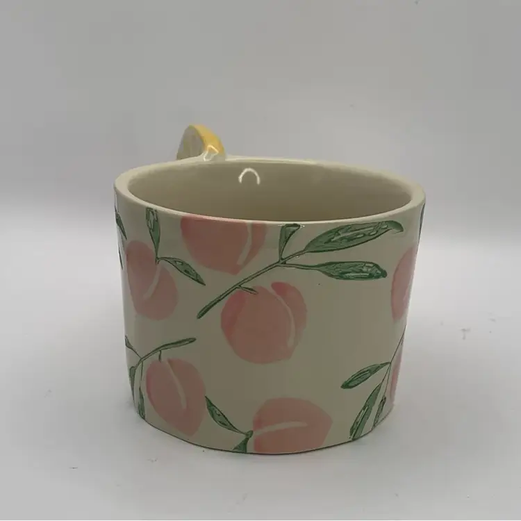 Anthropologie Grove 9oz Mug. Peaches With Lemon Slice Handle. Replacement