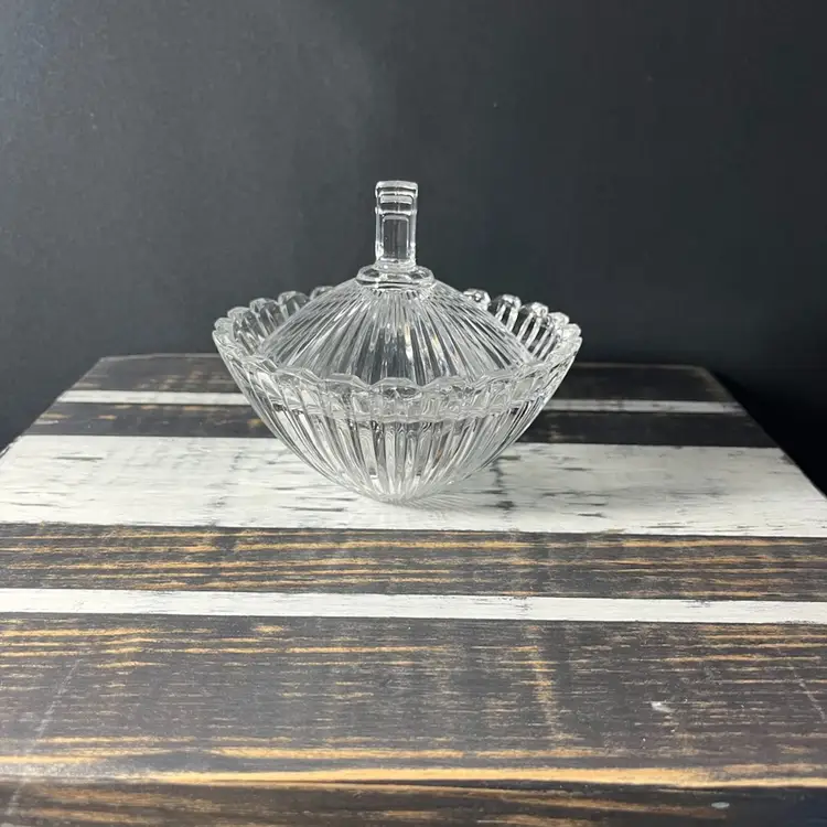 VTG Art Deco Mikasa Crystal Glass Lidded Trinket/Candy Dish