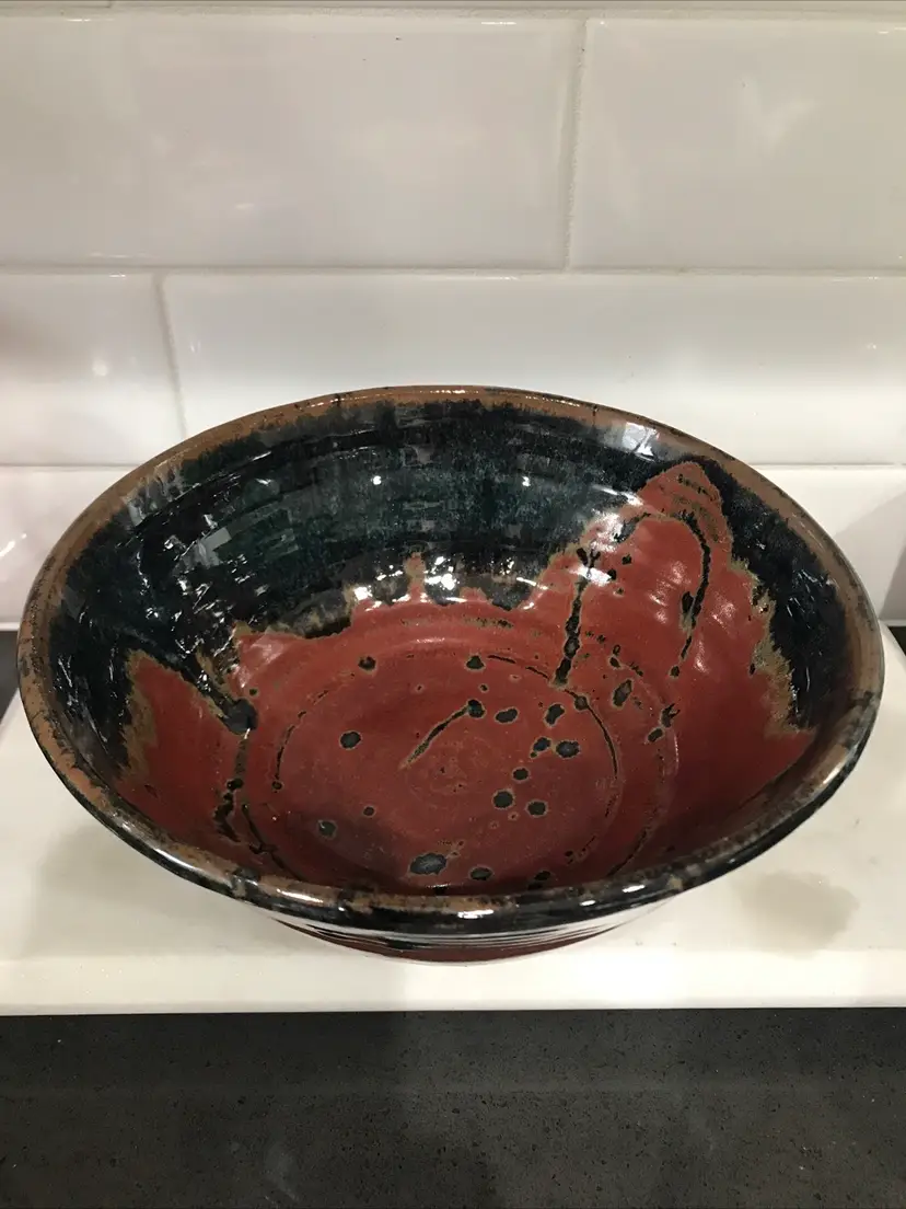 Art Pottery Glazed Bowl Signed By Artist