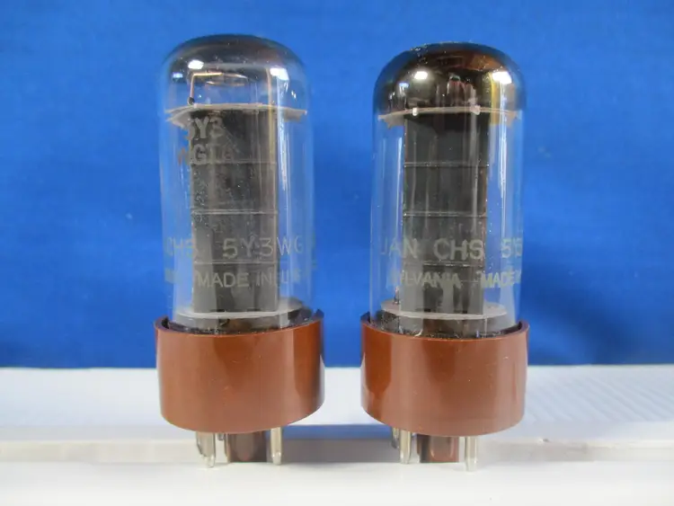 Sylvania JAN CHS 5Y3WGTA Vacuum Tubes Code Matched Pair TV-7 Tested Strong