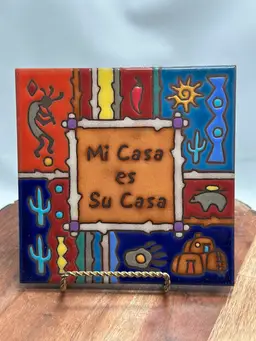 Masterworks Handcrafted Art Tile Mi Casa Es Su Casa Trivet Made In USA  6 X 6