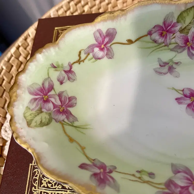 Antique Limoges Elite France Porcelain Trinket Dish Floral