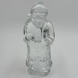 Clear Glass Heavy Santa St Nick 7” Vintage Figurine Christmas Decoration
