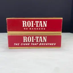Vintage Roi Tan Bankers Cigar Boxes Lot of 2