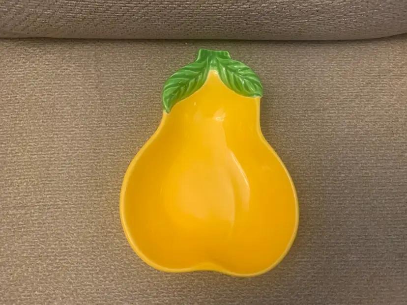 Yellow Ceramic Pear Dish Japan