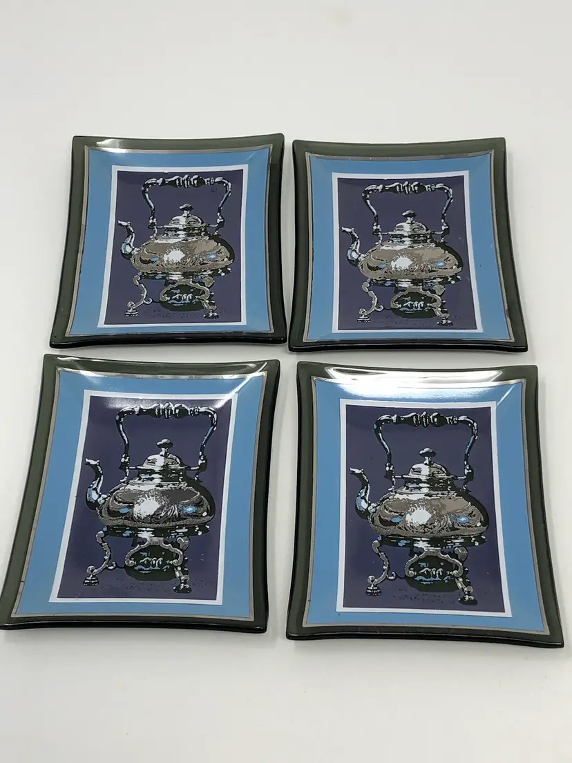 Houze Art Glass Teapot Trays Set of 4