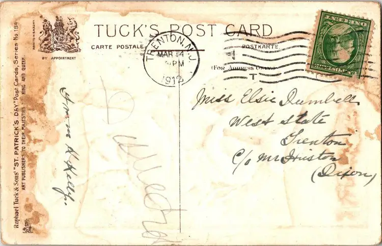 Postcard St Patrick's Day In Moments of Sorrow Harp Raphael Tuck No 184 Embossed