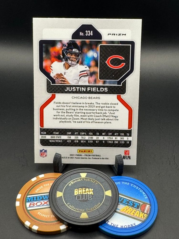 Justin Fields Rc Orange Disco 2021 Prizm Chicago Bears