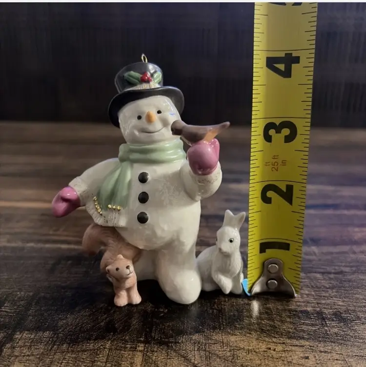Lenox 2009 Snowy Friends Snowman Ornament Gold Trim