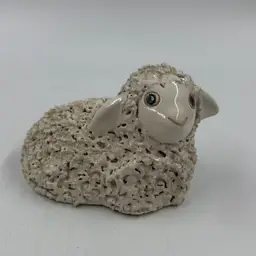 Vintage White Glazed Textured Popcorn Lamb/Sheep Art Pottery