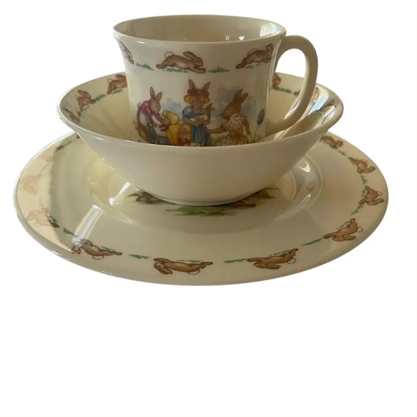 Royal Doulton BUNNYKINS 3 Piece Child's Set Bowl, Plate, Cup Bone China Vintage