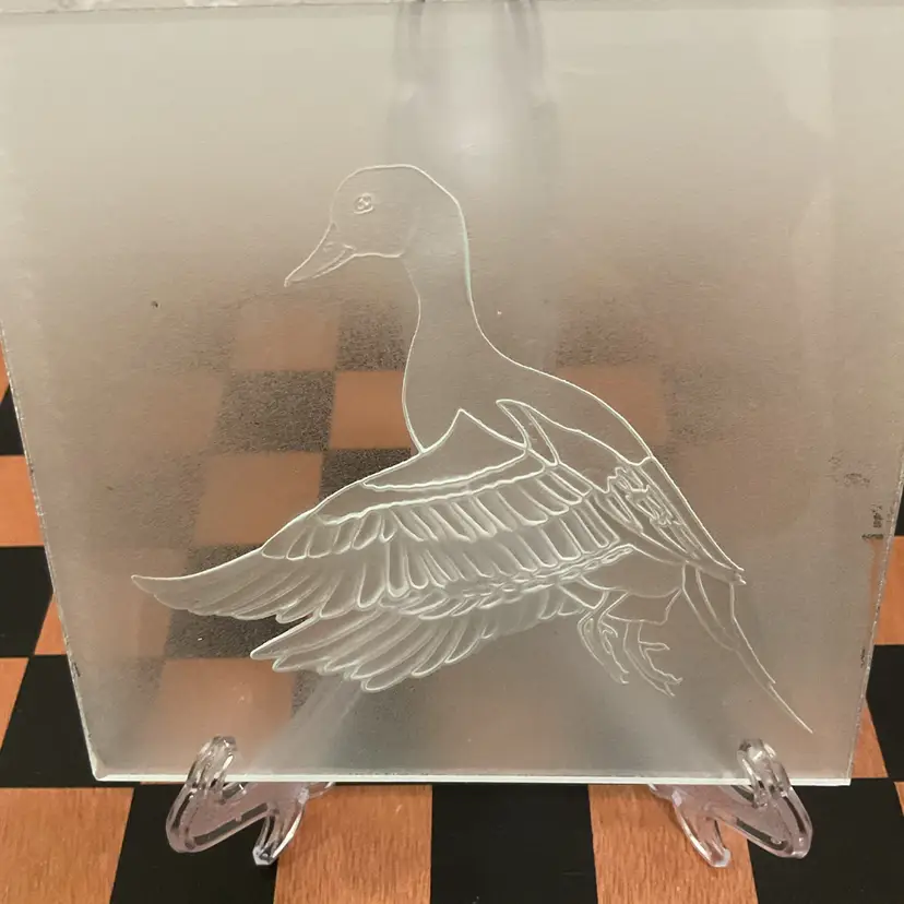 Etched Glass Panel Of Duck Or Goose
