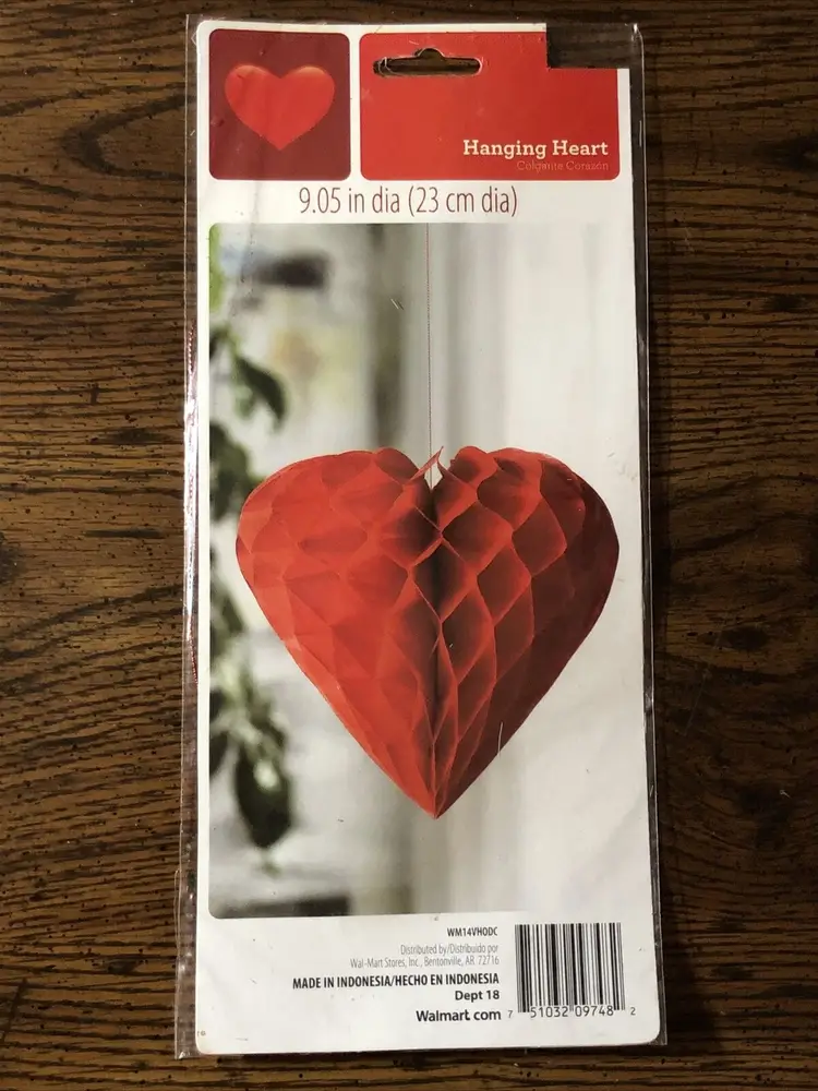 Honeycomb Tissue Crepe Paper Red Hanging Hearts Craft Party Decor Love Lot Of 5 Wedding Or Valentines Day