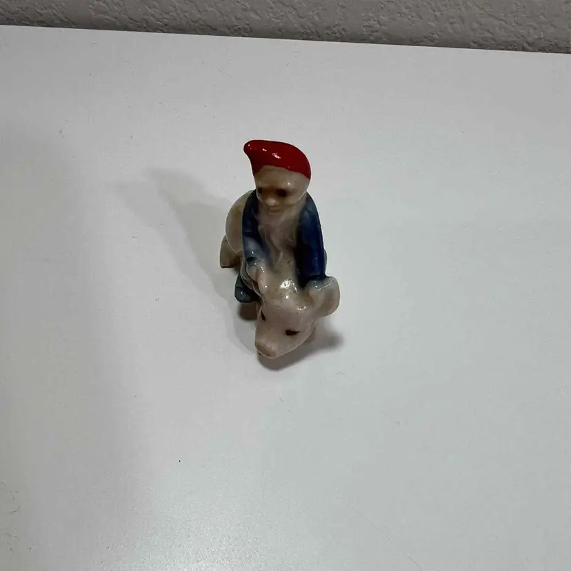 Dutch Blue Gnome Miniature Bearded Porcelain Figurine Collectible Decor