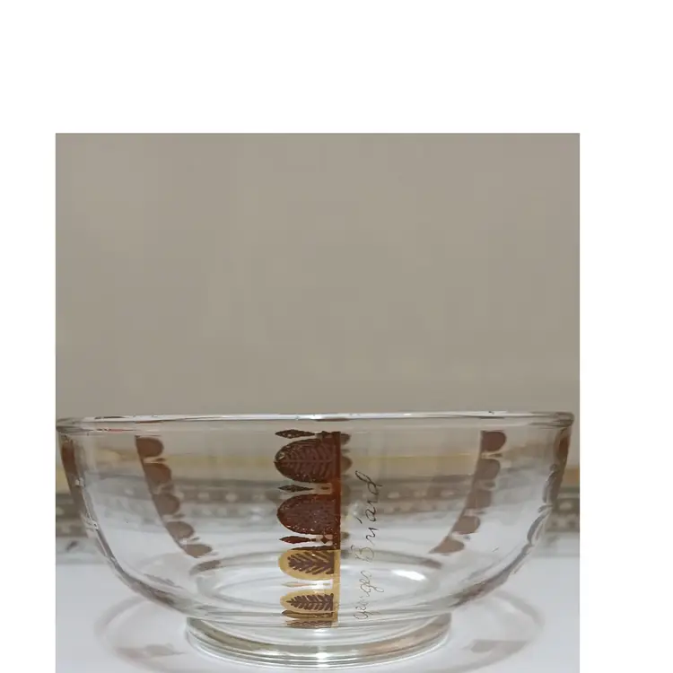 Vintage MCM 2 Pc. Georges Briard Persian Garden Elongated Serving Tray; Teak Handles; With Dip Bowl