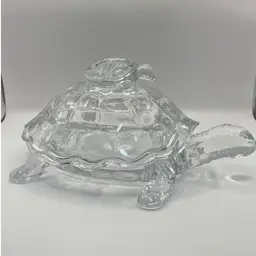 Shannon Crystal Very Large, Clear Turtle With Baby, Lidded Dish