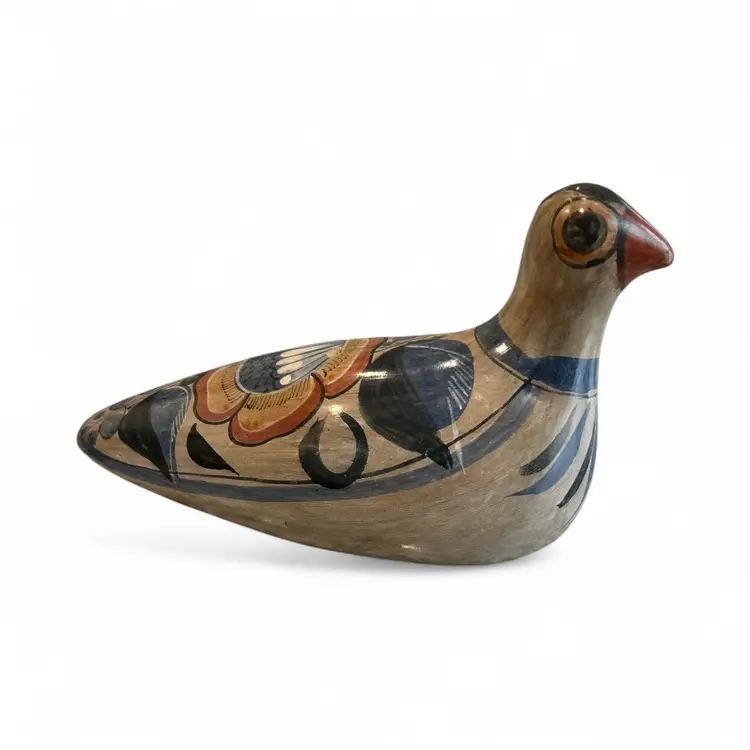 Vintage Tonala Pottery Dove Bird Figurine Mexican Folk Art Hand Painted