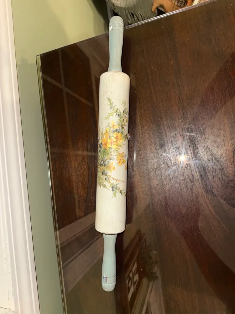 Decorative Hand Painted blue floral Wooden Rolling Pin