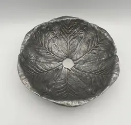 The Wilton Co Armetale Lettuce Cabbage Leaf Pewter Salad Bowl Vintage