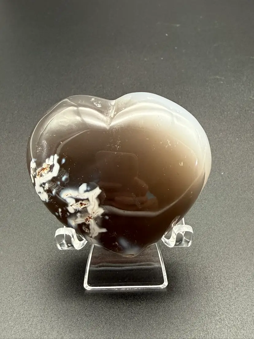 Natural Orca Agate Heart Hand Carved Stone Healing Crystal Reiki 2.5" 144g