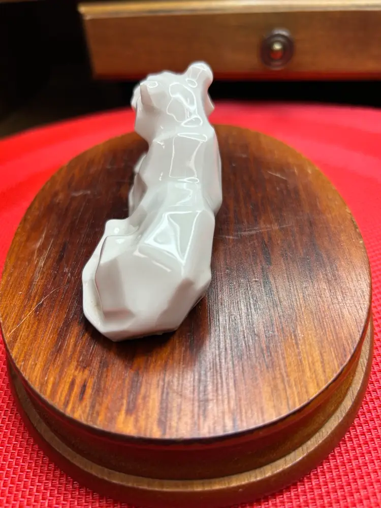 Vintage Porcelain Panther Figurine With Hand Chiseled Look