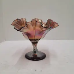 Antique Fenton Amethyst Persian Medallion W/ Twisted Stem Carnival Glass Compote