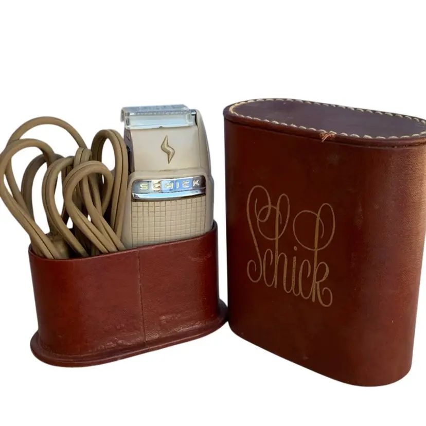 Vintage Schlick Colonel Electric Shaving Razor In Original Leather Case