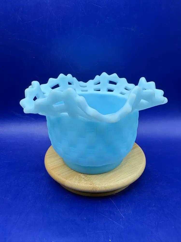 Fenton Powder Blue Satin Glass Bowl