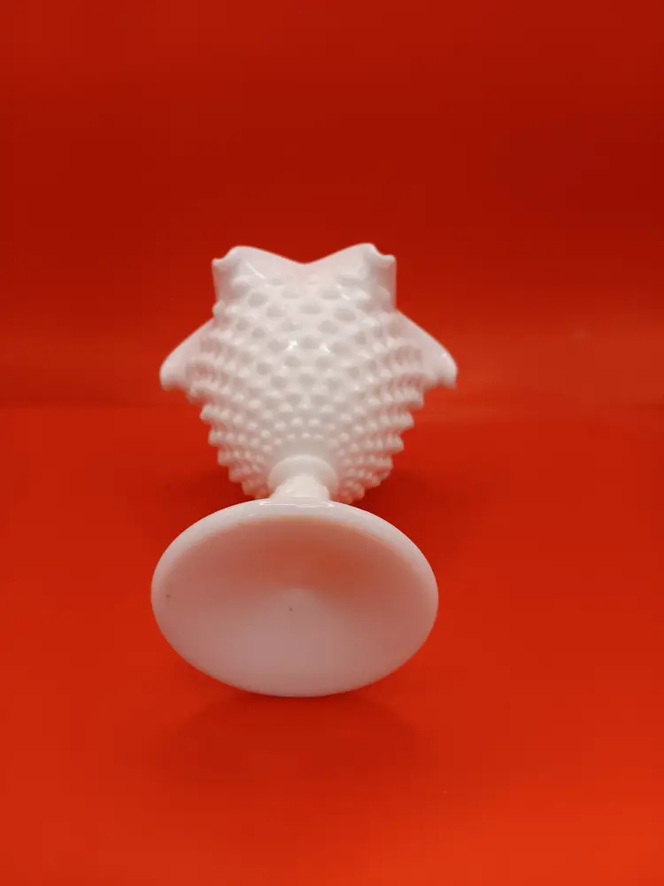 Vintage Fenton White Milk Glass Hobnail Pedestal Compote