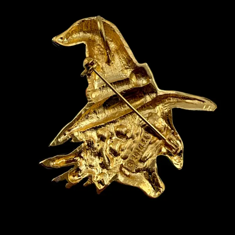 Enamel Colorful Witch And Rhinestone Brooch 2"