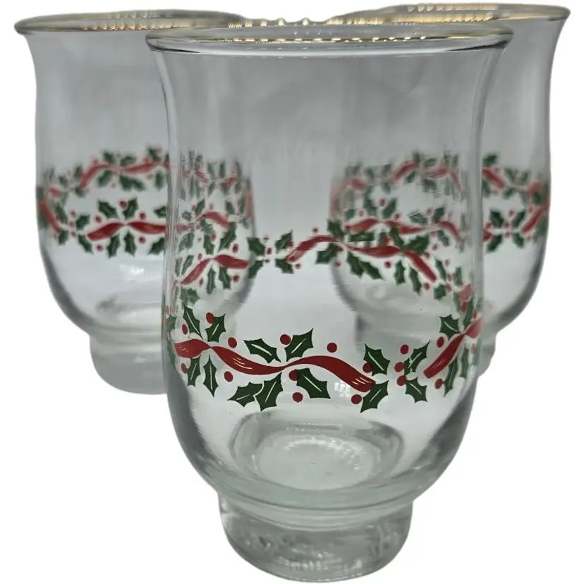 Vintage Libbey Holiday Glass with Holly Design