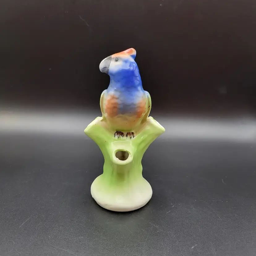 Vintage Czechoslovakia Parrot Bud Vase