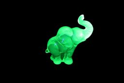 Uranium Art Glass Green Elephant Figurine 3 3/4” Tall