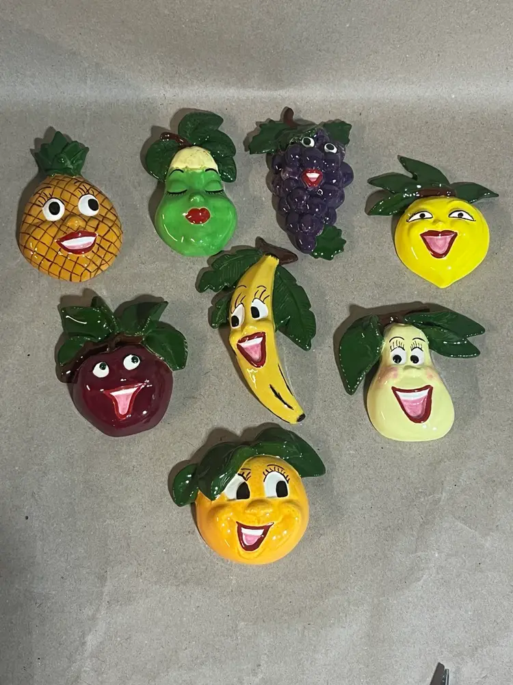 Vintage Anthromorphic Ceramic Plaster Fruit Vegetable Wall Decor Kitschy 