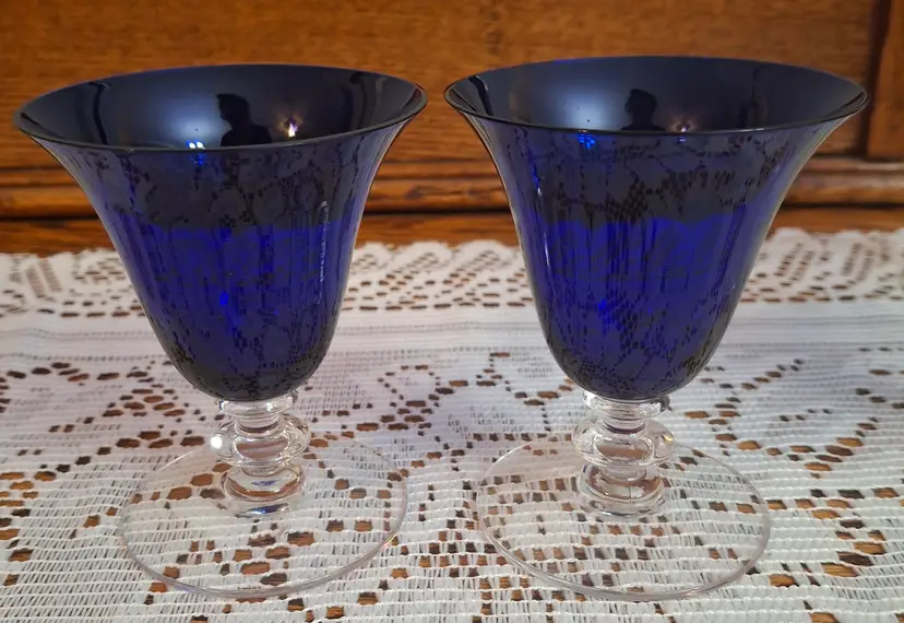 Vintage Morgantown Glass Radiant Blue Oyster/Fruit Cocktail Glasses