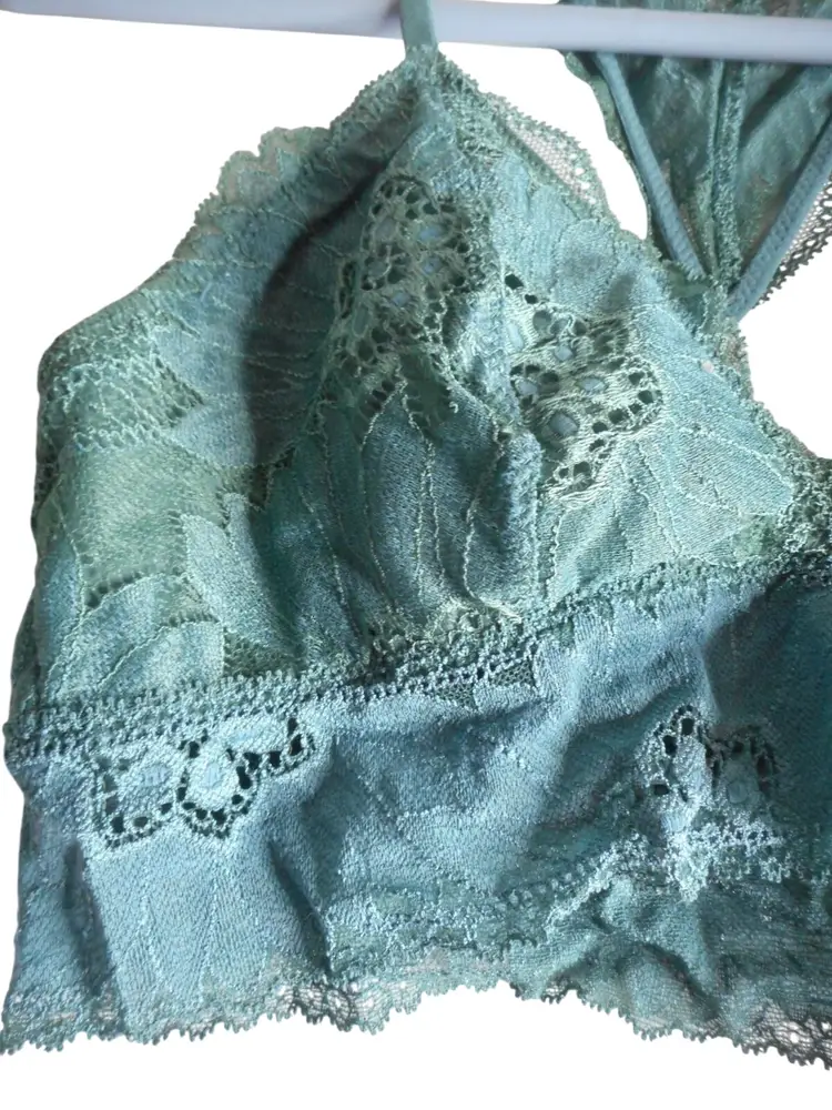 Aerie Bralette Womens Sz M Floral Lace Boho Racerback removable padding