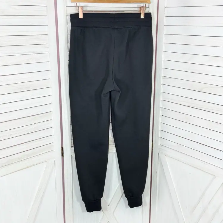 Bebe Sport Rainbow Sequin Logo Fleece Jogger Pants Black Small