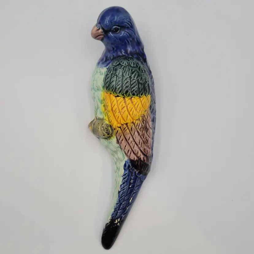 Vintage Ceramic Multi Colored Parrot Wall Pocket Made In Japan