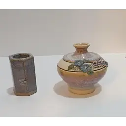 Dainty Mini Wild Rose Pottery Vases (2)