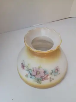 Vintage Hand-Painted Floral Milk Hurricane Lamp Shade