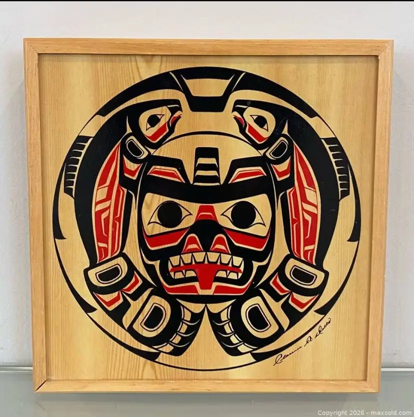 First Nations Indigenous Cedar Box and Lid Signed Clarence A Wells Haida Box Canada