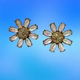 Signed Betsey Johnson Daisy Pierced Earrings **UV Glow** (KK)