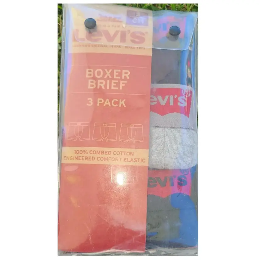 Levi's 3 Pack Cotton Brief Boxers - Black / Black / Grey - S-CH