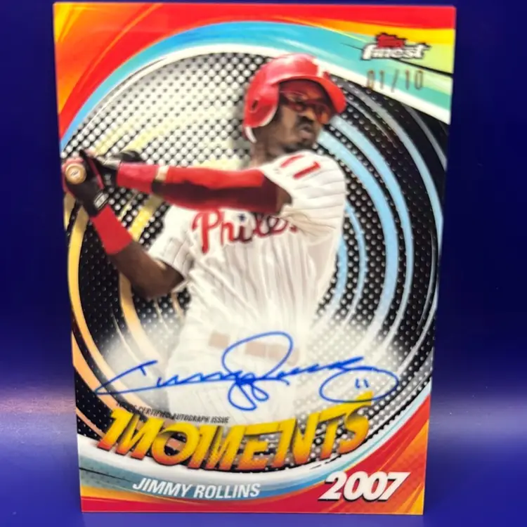 Jimmy Rollins 2025 Topps Finest Finest Moments Autographs Black Refractor #1/10 Philadelphia Phillies