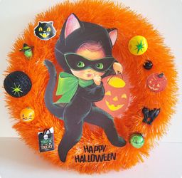 Handmade Vintage Halloween Kitsch Wreath
