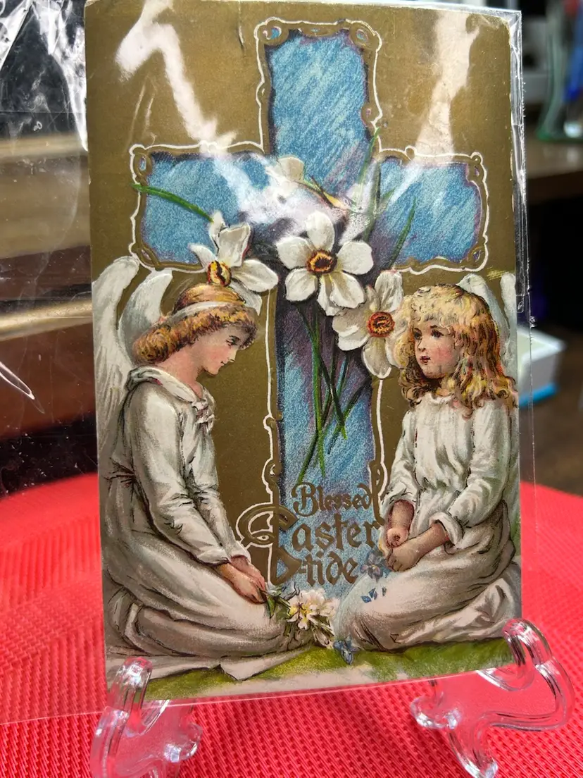 Antique Easter Post Card-Blessed Easter Tide. 1016 In Bottom Right Corner On Front.