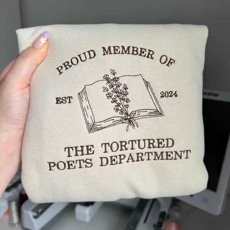 Embroidered Tortured Poets Department Sweatshirt | Poetry Crewneck | TTPD Taylor Swift Gift