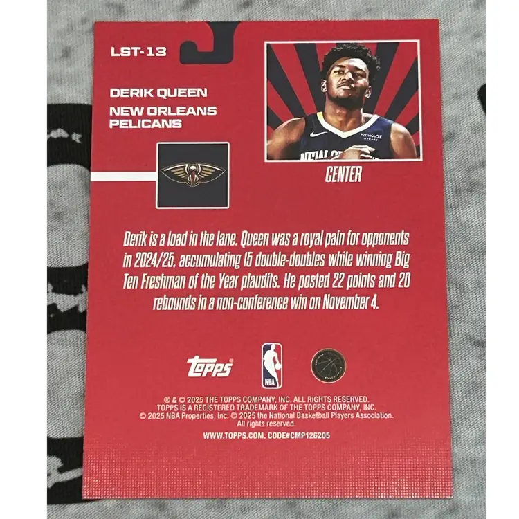 2025 Topps Limited Stock Legends Derik Queen
