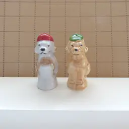 Vtg Dogs w/ Tams on Heads Salt and Pepper Shaker Set